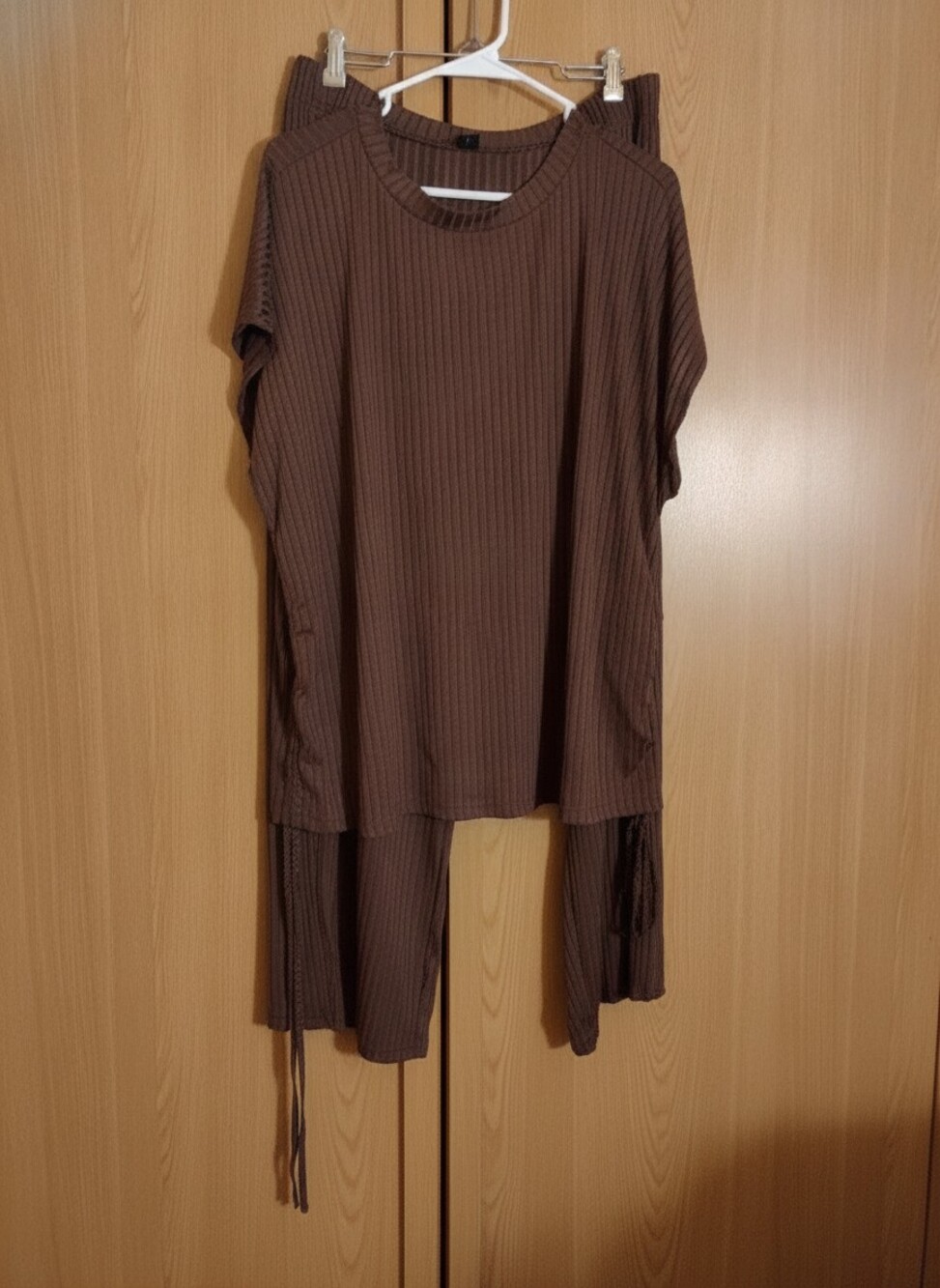 SHEIN Curve Brown 2XL Ribbed Lounge Set NWOT